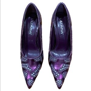 Vintage Y2K Liliana Pointed Toe Metallic Purple heels Size 6